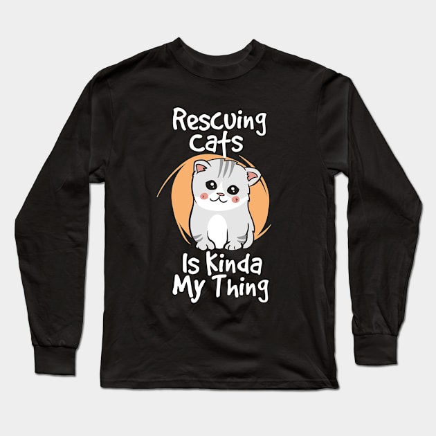 Cute Rescuing Cat Adoption Long Sleeve T-Shirt by dilger